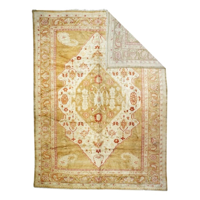 19th Century Antique Oushak Rug 9'11'' x 13'5'' For Sale - Image 5 of 12