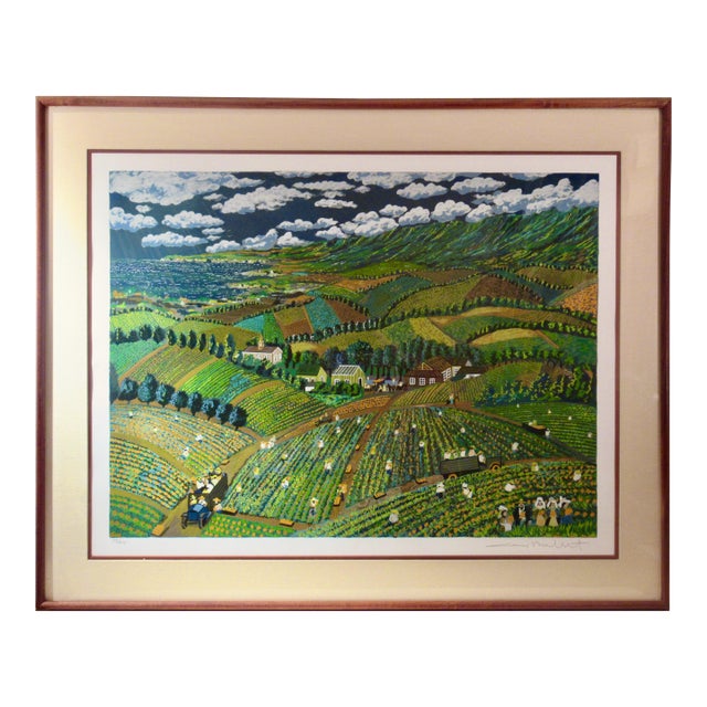 Guy Buffet Pineapple Hill, The Old Day, Kapalua Maui. 1986 Reproduction Print For Sale