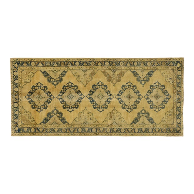 Vintage Turkish Oushak Gallery Rug, Wide Hallway Runner - 05'03 X 11'06 For Sale