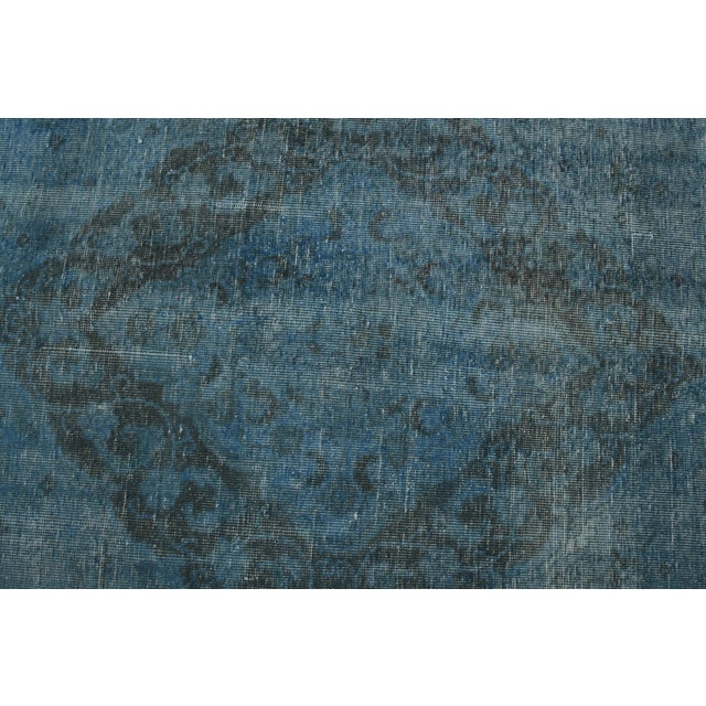 1970s Vintage Persian Handmade Wool Cotton Blue Area Rug For Sale In San Francisco - Image 6 of 11