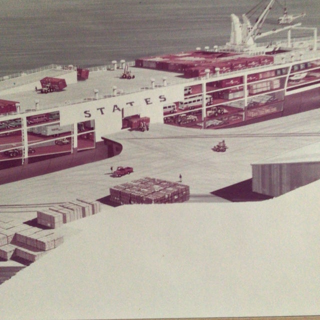Photography 1950s States Steamship Company Cargo Ship Breakaway Drawing at San Francisco Bay For Sale - Image 7 of 12