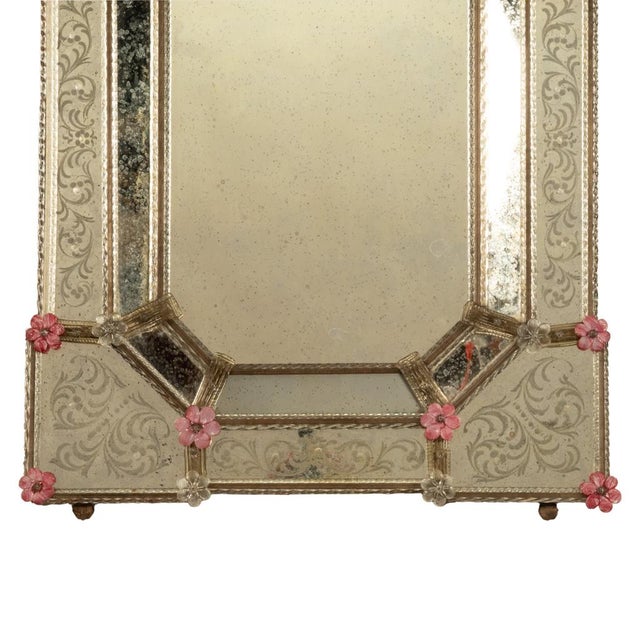 Antique Style Italian Handmade Murano Venetian Etched Glass Mirror Fratelli Tosi For Sale - Image 9 of 11