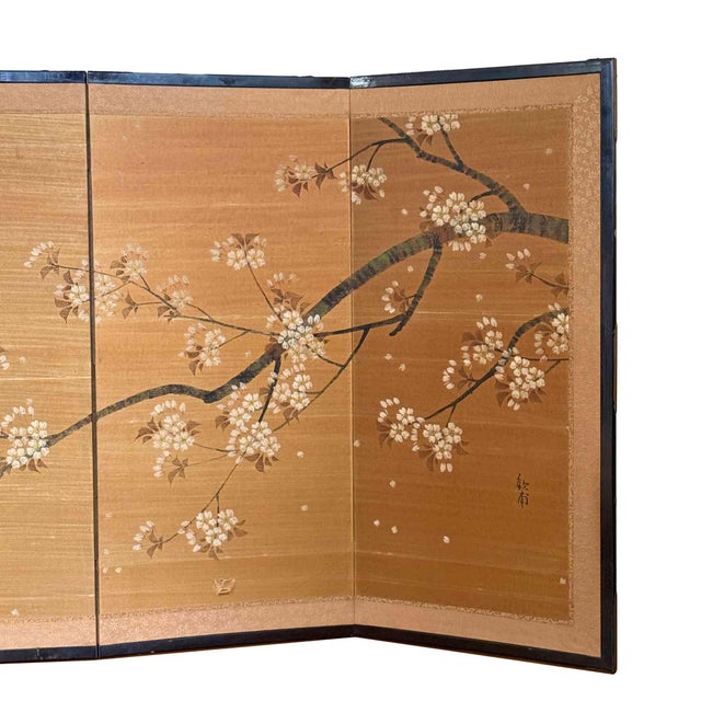 Vintage Japanese Byobu Folding Screen For Sale - Image 4 of 12