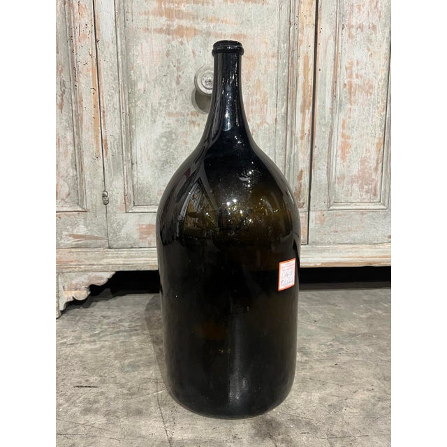 Glass Large Antique French Hand Blown and Painted Wine Bottle, Normandy, Circa 1880s For Sale - Image 7 of 8
