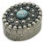 Italian Silverplate Trinket Box With Turquoise Stone For Sale