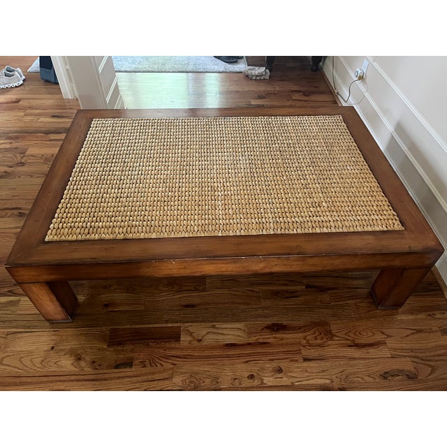 Attributed Ralph Lauren Wood Seagrass Coffee Table For Sale - Image 13 of 13