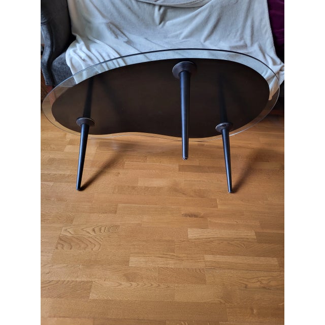 1980s Vintage Glass Kidney Shaped Coffee Table For Sale - Image 4 of 5