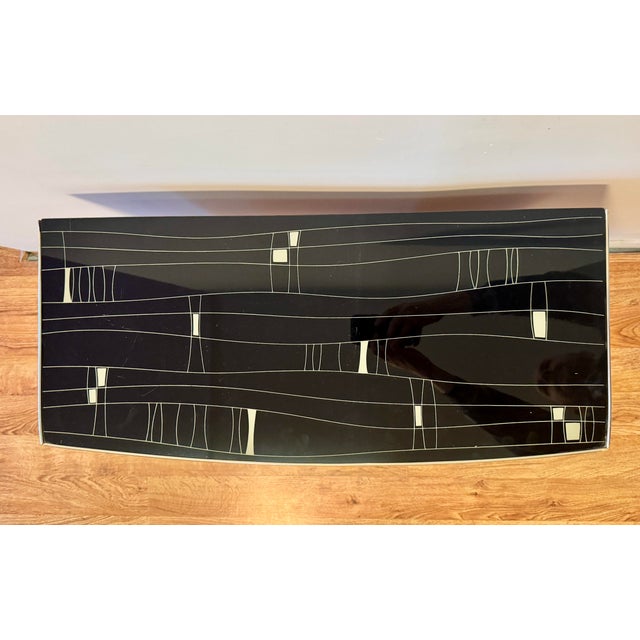 Mid-Century Modern 1950s German “Googie” Style Console Table W/Cabinet Space Age Swank Glass Top For Sale - Image 3 of 12