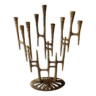 1960s Brutalist Brass Folding Kinetic Menorah For Sale