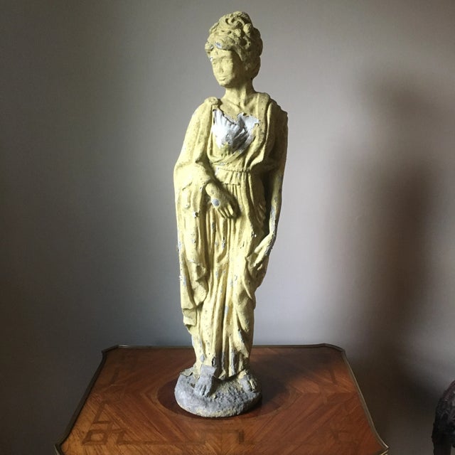 Neoclassical Early 20th-Century Weathered Classical Female Garden Statue For Sale - Image 3 of 12
