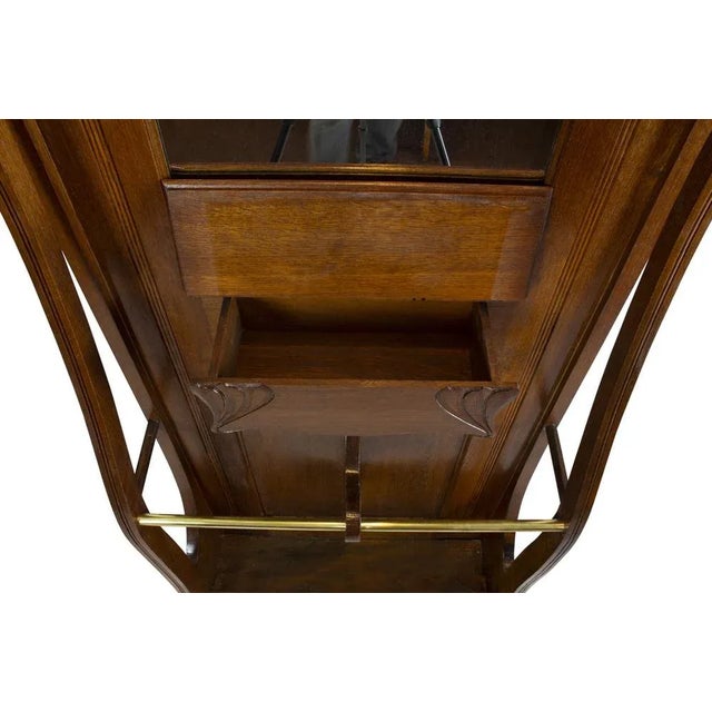 German Art Nouveau Oak Wardrobe with Brass Hooks For Sale - Image 6 of 12