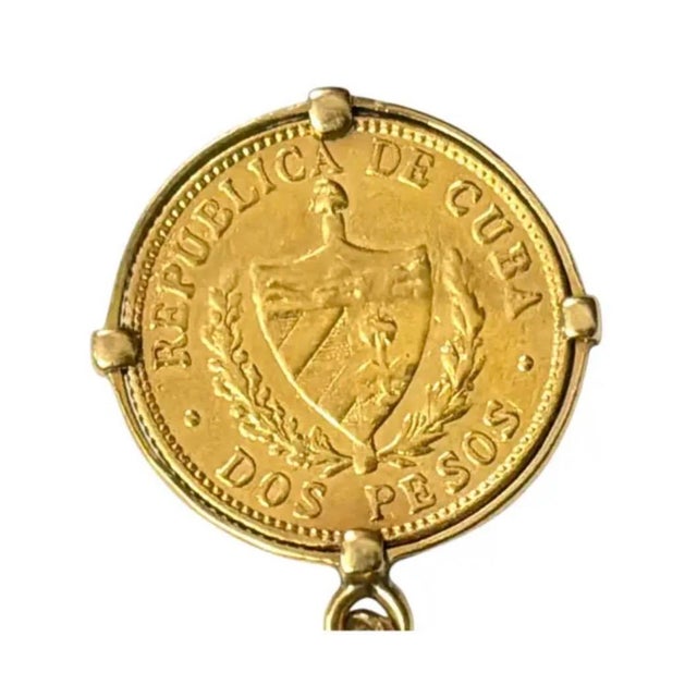 Early 20th Century Vintage 14k Gold Cuban Dos Pesos Coin Pendant, 1916 For Sale - Image 5 of 8