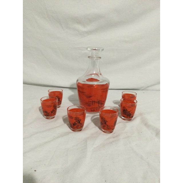 Vintage French Decanter With Cordial Glasses- 7 Pieces For Sale In Orlando - Image 6 of 8