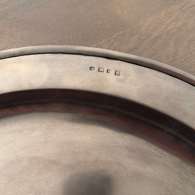 Large Handmade Round Pewter Platter by Match 1995 For Sale - Image 4 of 11