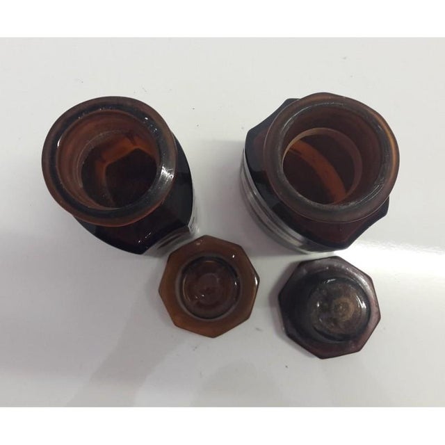 Early 20th Century Amber Faceted Glass Apothecary Bottles, Set of 2 For Sale - Image 4 of 8