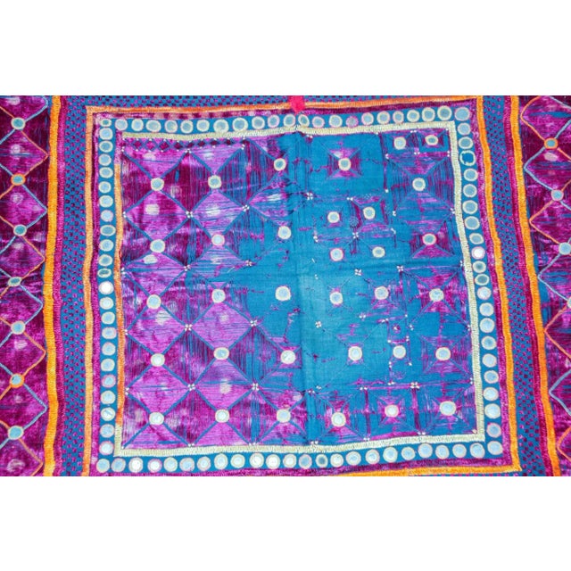 Purple Vintage Banjara Ethnic Embroidered Chaakla With Mirrors, Wall Hanging, India For Sale - Image 8 of 13