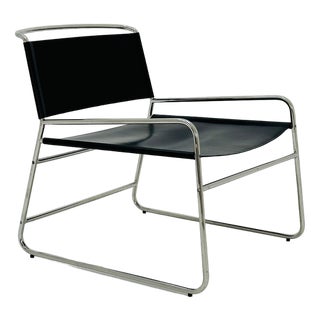 Mid-Century Black Leather Lounge Chair For Sale