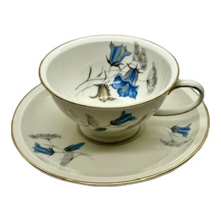 Vintage Rosenthal Winifred Teacup Saucer Selb Germany Blue Bellflowers Gold Trim For Sale
