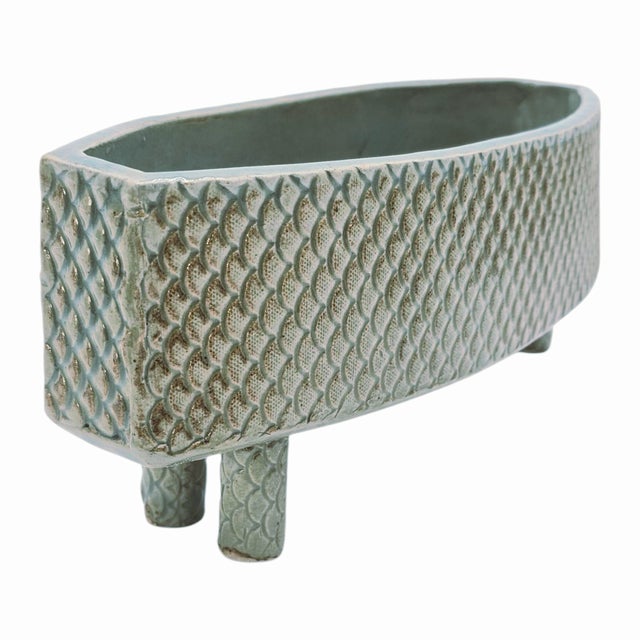 Late 20th Century California Studio Pottery Ikebana Vessel by Irene Jenkins – Footed Rectangular Form For Sale - Image 5 of 10