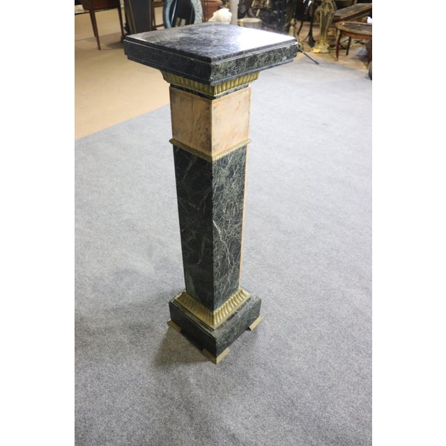 19th C French Louis XV Marble Pedestal With Bronze Figural Accents For Sale - Image 13 of 14