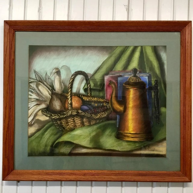 Vibrant Mid Century Autumn Still Life Kay Chambers. Perfect touch for the holidays with Indian corn and a copper kettle....