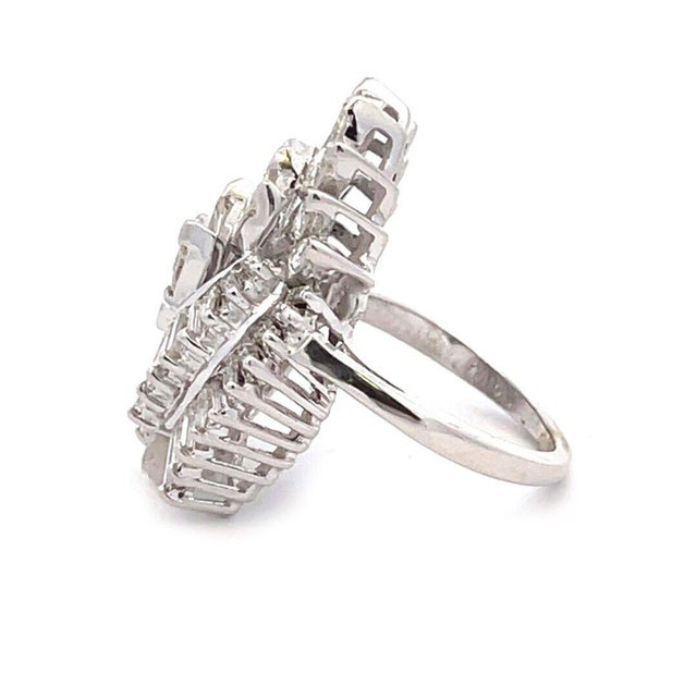 Late 20th Century 4919 Estate 2.75ct Diamond 14k White Gold Cascade Cocktail Ring Size 5.25 For Sale - Image 5 of 6