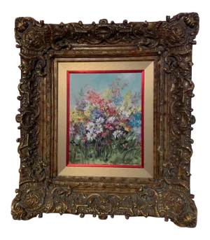 1950 Floral Oil on Canvas Original Painting by Gaydell Baines