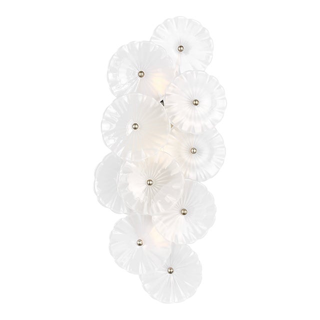 Julie Neill for Visual Comfort Signature Gianna 21" Layered Sconce in Burnished Silver Leaf with Frosted Glass For Sale