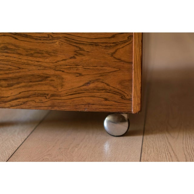 Vintage Rosewood Rolling Record Magazine Rack by Rolf Hesland for Bruksbo For Sale - Image 10 of 12