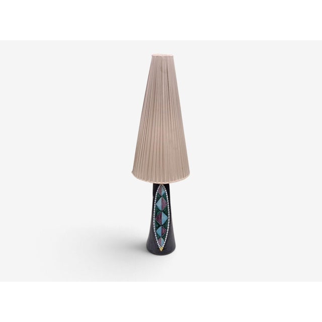 1958 Tilgmans Keramik, Large Table Lamp, Dark Blue Ceramic For Sale In New York - Image 6 of 15