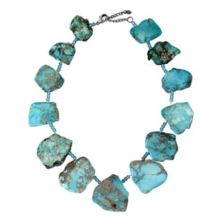 Vintage Turquoise Jasper Beaded Necklace For Sale