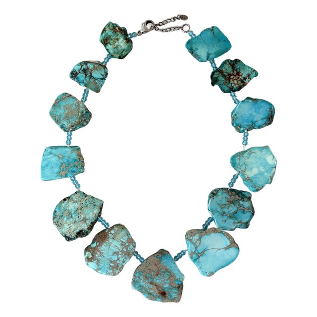Vintage Turquoise Jasper Beaded Necklace For Sale