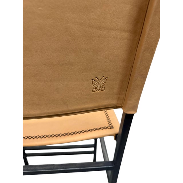 Metal Sol & Luna Tan Leather and Iron Counter Stool For Sale - Image 7 of 9