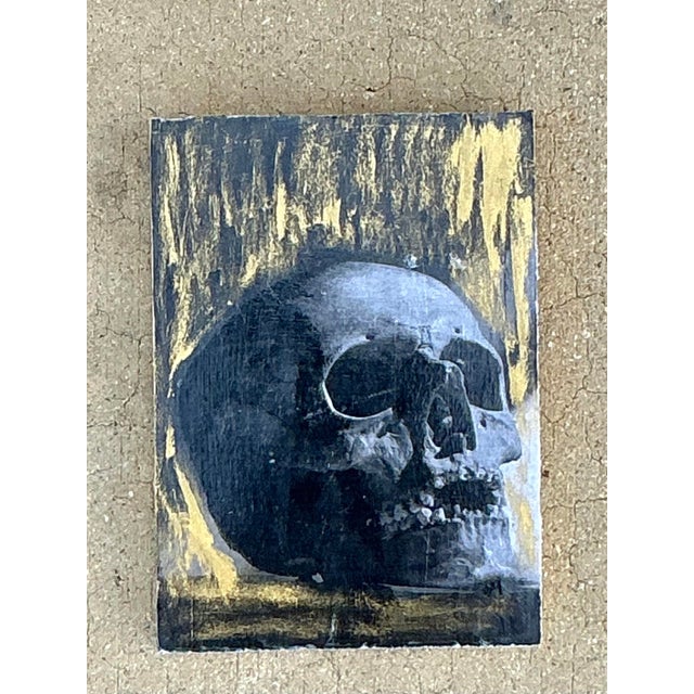 Early 21st Century Vintage Boho Original Skull Abstract on Board For Sale - Image 5 of 6