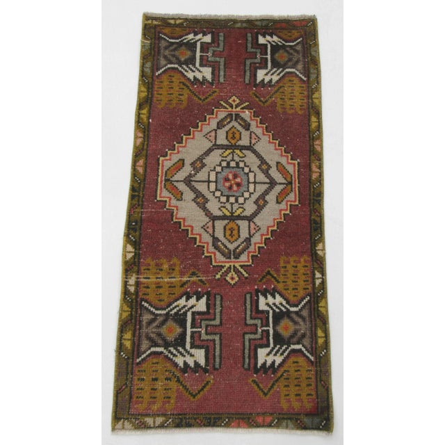 Vintage Mini Turkish Rug For Sale - Image 4 of 4