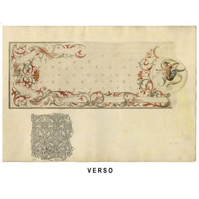 Cream Josef Kott, Ceiling Frescoes at the Camera Di San Paolo and Correggio, 1800s, Watercolour For Sale - Image 8 of 9