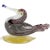 Glass Vintage Murano Dino Martens Black White Stripes Gold Leaf Base Italian Art Glass Bird Figure Sculpture For Sale - Image 7 of 7