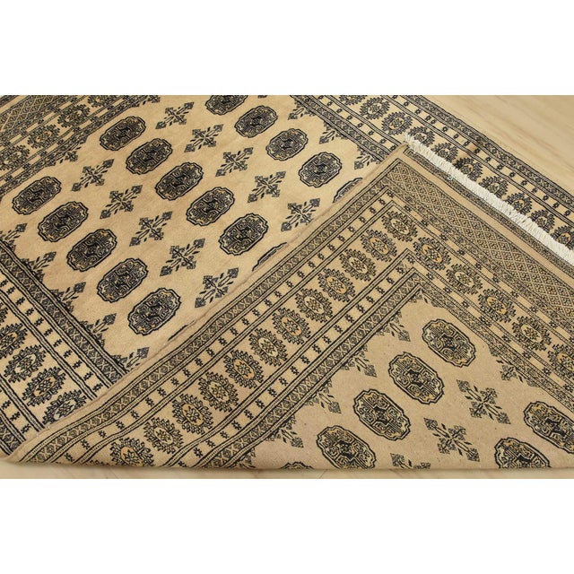 Bokhara Rug 5’2” X 7’8” Beige Wool Tribal Hand-Knotted Oriental Carpet For Sale - Image 11 of 12