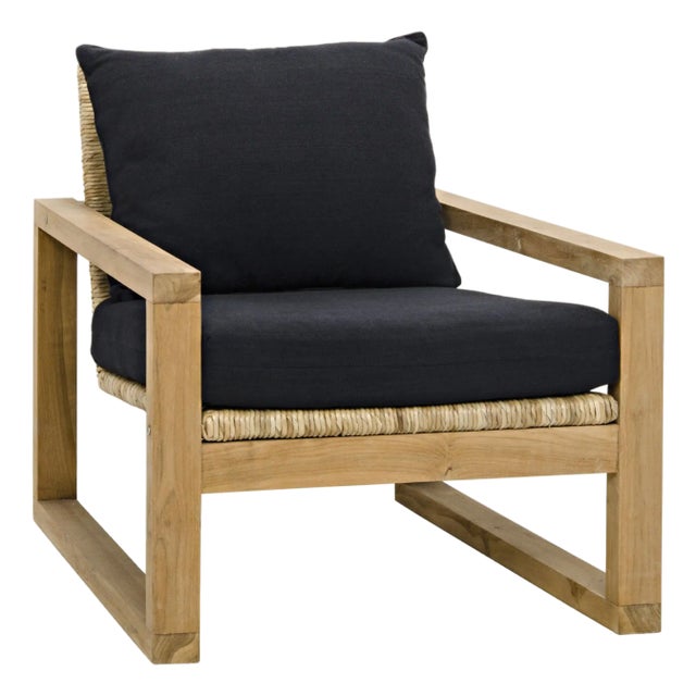 NOIR Martin Chair, Teak Frame, Woven Seat, Black Woven Fabric For Sale
