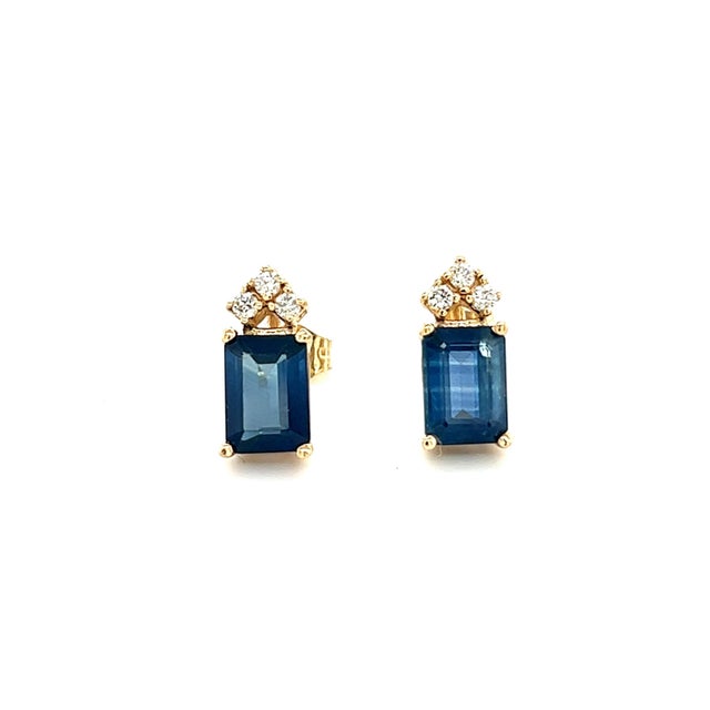 Natural Sapphire Diamond Earrings 14k Gold 2.14 TCW Certified For Sale - Image 10 of 11