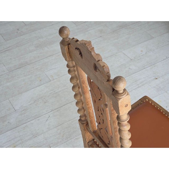 Danish Dining Chairs in Carved Oak and Leather, 1930s, Set of 4 For Sale - Image 16 of 18
