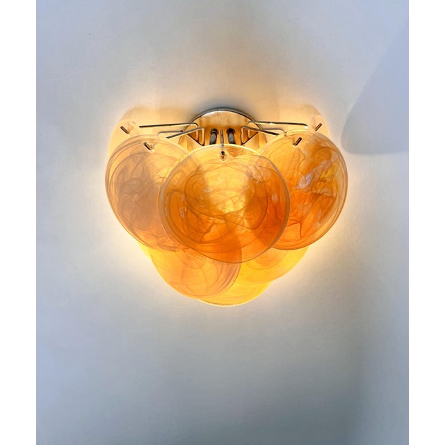 Iridescent Alabaster Gold Disc Glass Wall Sconces, 1990s, Set of 2 For Sale - Image 17 of 18