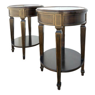 Vintage Baker Furniture Round Tables Plant Stand Italian Neo Classic Walnut - A Pair For Sale