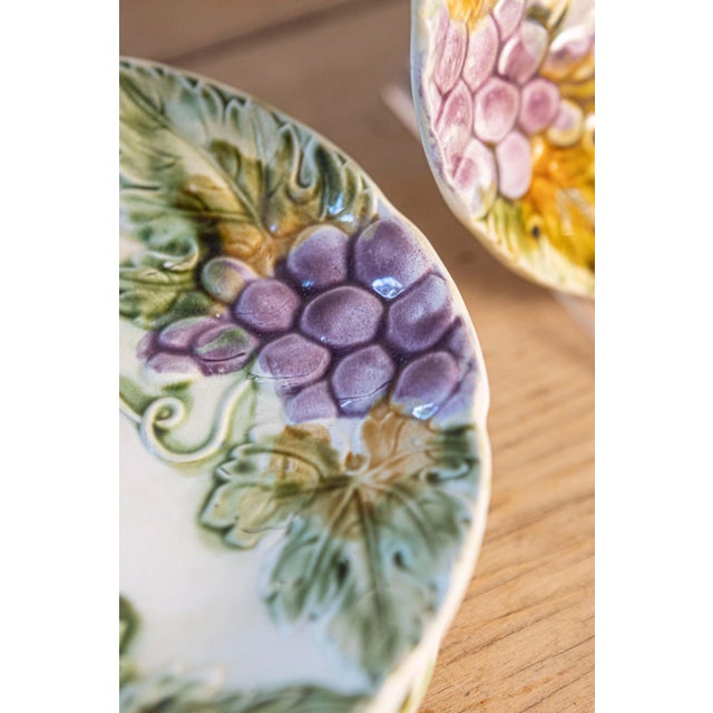French 19th Century Majolica Grape Plates with Their Leaves, Seven Available For Sale - Image 4 of 10
