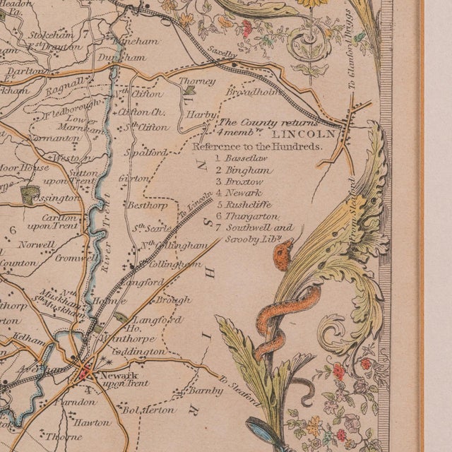1850's Antique Nottinghamshire Map For Sale - Image 10 of 12