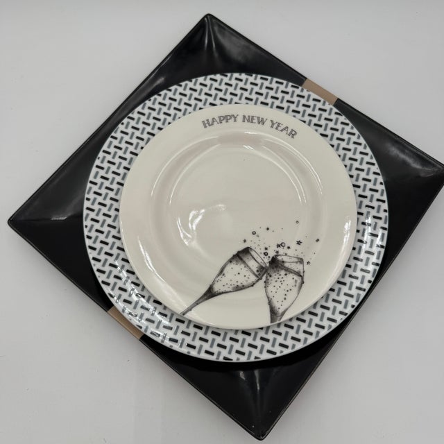 1990s Vintage Salad Plates in Millennium by Epoch 8" Champagne Glass Toast Cheers Y2k - Set of 8 For Sale - Image 5 of 7