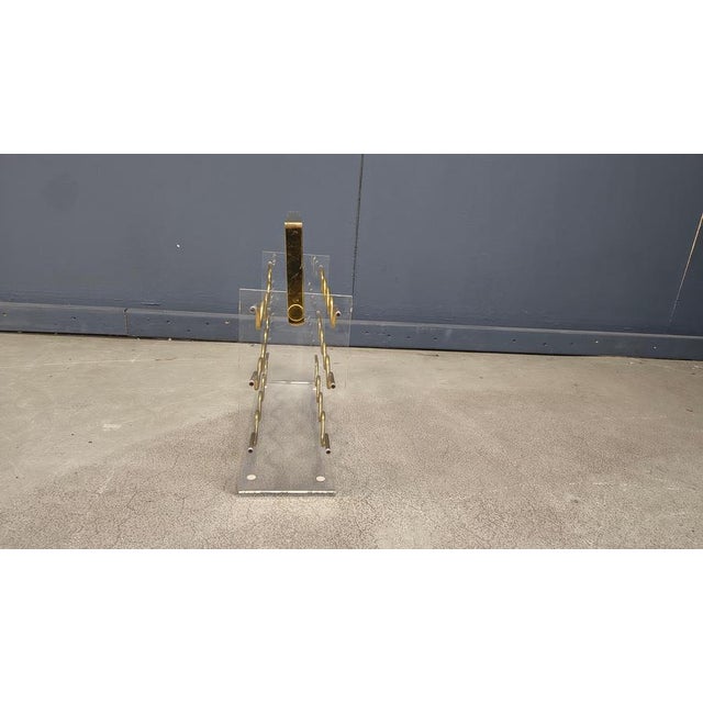 Vintage Acrylic Glass and Brass Magazine Holder, 1970s For Sale - Image 14 of 18