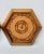 1960's Hexagon Wood & Tooled Leather Wall Clocks – Working Pair For Sale - Image 4 of 16