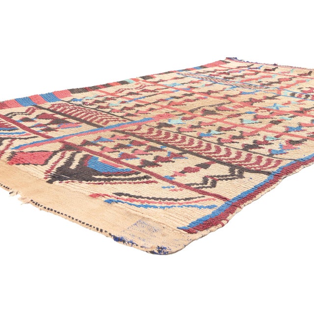 20487 Vintage Moroccan Azilal Rug, 04'07 x 06'09. The Desert Glyphs: A Vintage Berber Moroccan Azilal Rug of Tribal...