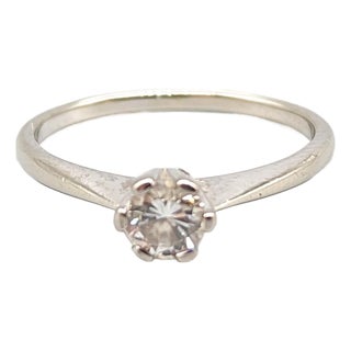 14 Karat Gold Solitaire Ring with Diamond For Sale